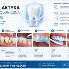 Profilaktyka stomatologiczna: przegląd, skaling, piaskowanie, fluoryzacja, szczotkowanie i nitkowanie. Higienistka stomatologiczna dba o zdrowy uśmiech.