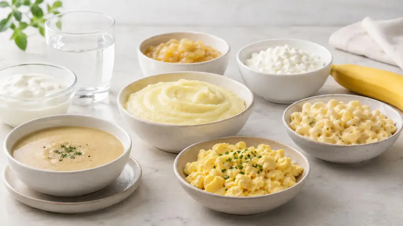 Łagodna zupa, puree ziemniaczane, jajecznica, jogurt, twaróg, makaron z serem i jabłko – idealne, by dowiedzieć się, co jeść po wyrwaniu zęba.
